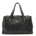 CHANEL シャネル マトラッセ ココマーク トートバッグ ショルダートート キャビアスキン レザー ブラック 黒 シルバー金具 ポーチ欠品 【中古】