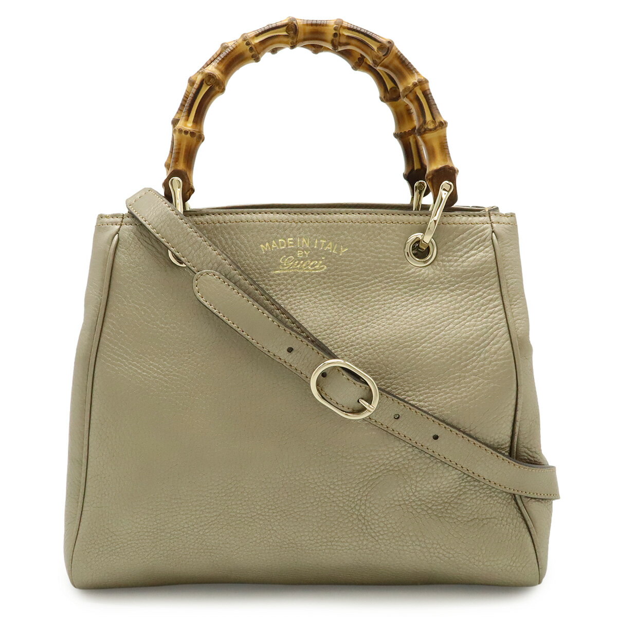 Rakuten - GUCCI グッチ バンブー スモールショッパー ハンドバッグ 2WAY ショルダーバッグ 斜め掛け レザー シャンパンゴールド ゴールド金具 336032 【中古】
