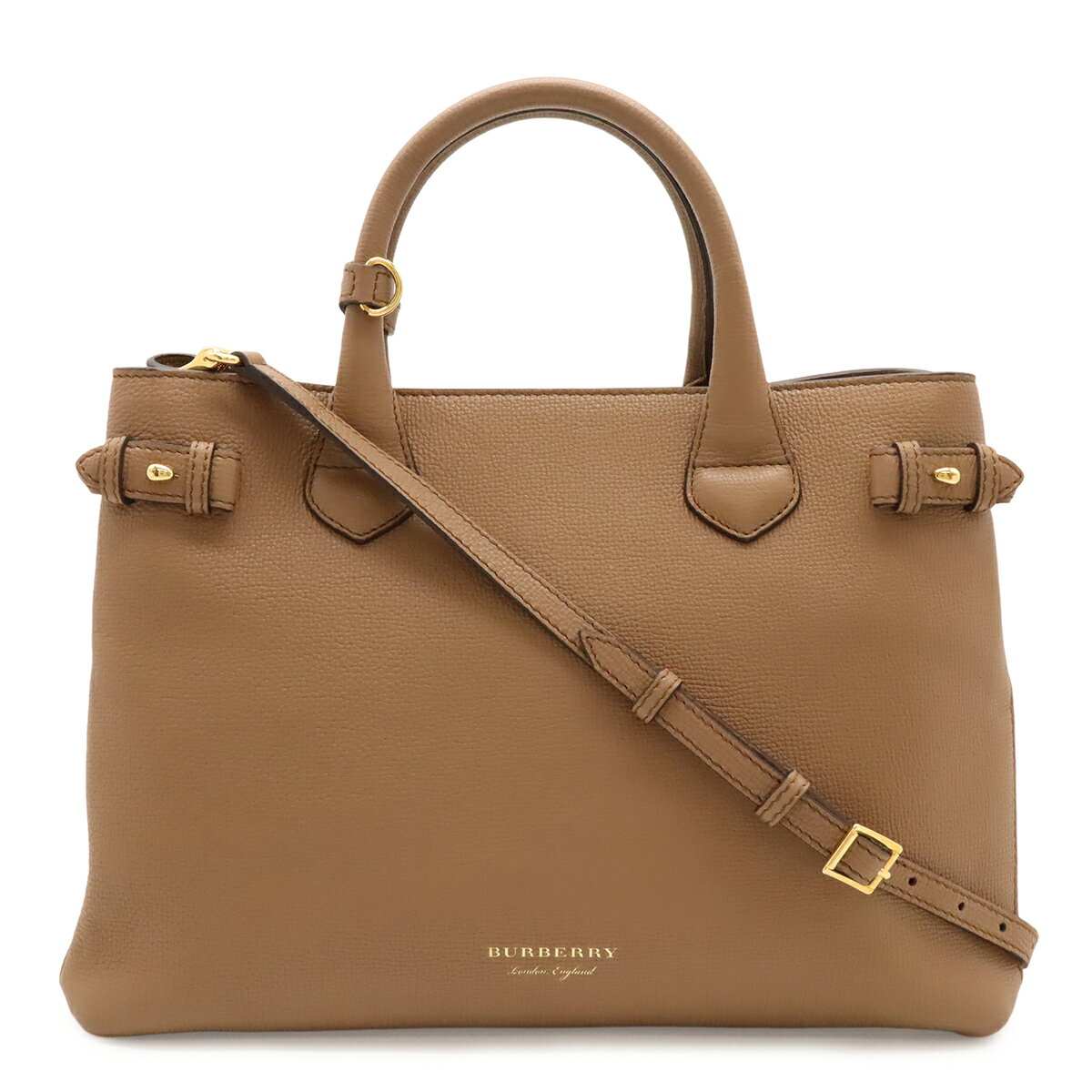Rakuten - BURBERRY バーバリー ハウスチェック ノバチェック ハンドバッグ 2WAY ショルダーバッグ 斜め掛け モカ ライトブラウン 茶 ゴールド金具 【中古】