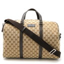 GUCCI グッチ GGキャンバス ボストンバッグ 2WAY ショルダーバッグ レザー カーキーベージュ ダークブラウン 茶 アウトレット品 449167 【中...