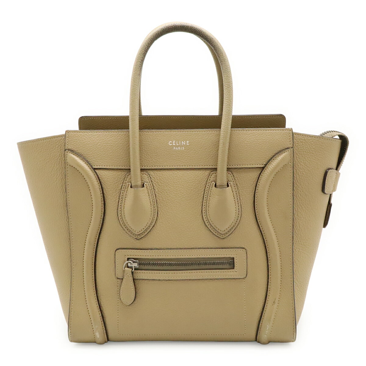 Rakuten - CELINE セリーヌ ラゲージ マイクロショッパー トートバッグ ハンドバッグ レザー ベージュ シルバー金具 189793 【中古】