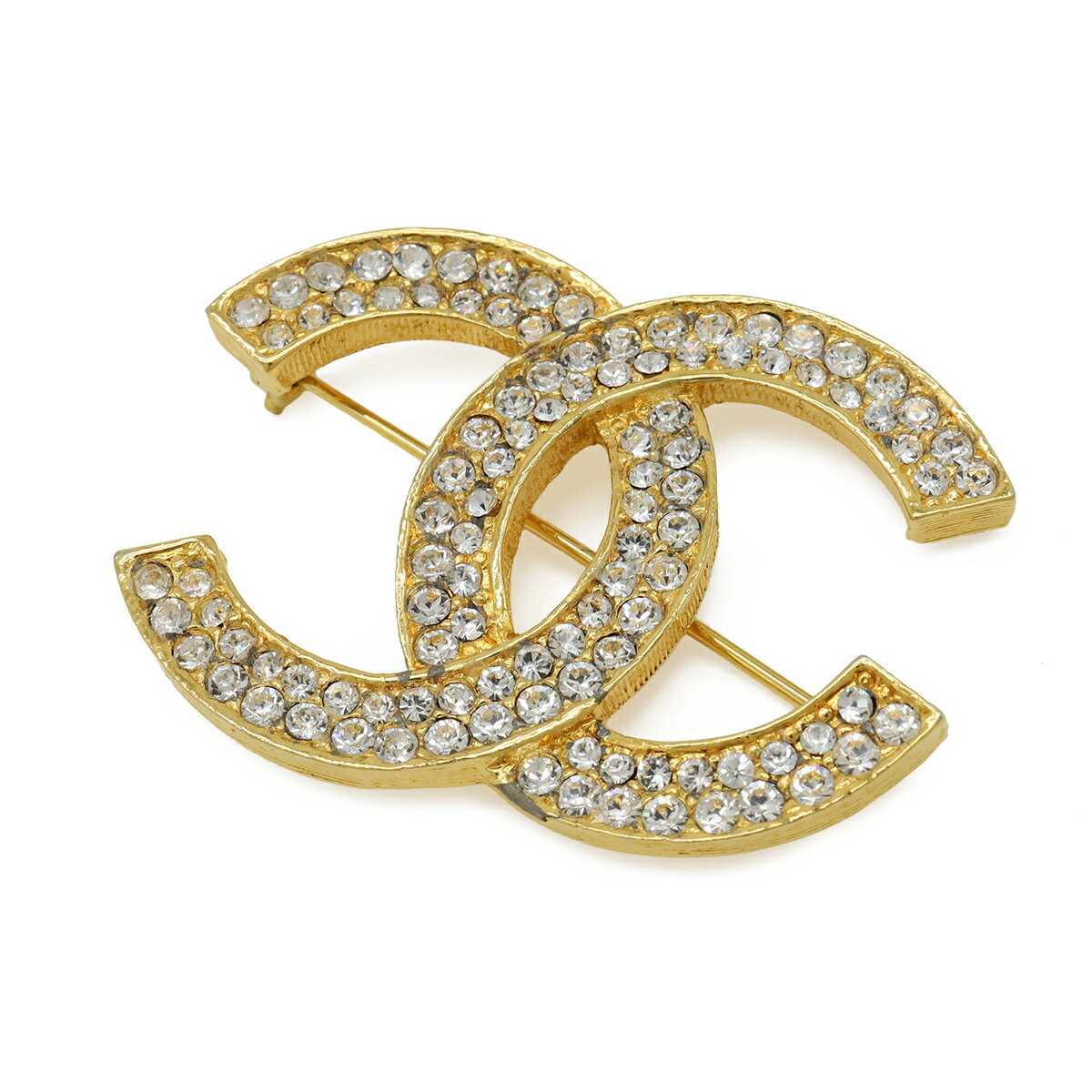 Rakuten - CHANEL シャネル ココマーク デカココ ラインストーン ブローチ GP ゴールド 【中古】