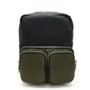 PRADA プラダ TESSUTO POCKET バックパック リュックサック デイパック ナイロン レザー NERO ブラック カーキグリーン シルバー金具 ...
