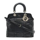 Christian Dior クリスチャン ディオール グランヴィル カナージュ ハンドバッグ 2WAY ショルダーバッグ レザー ブラック 黒 M1300PG...