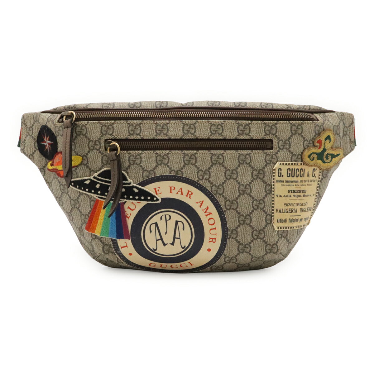 乐天商城 - GUCCI グッチ クーリエ GGスプリーム シェリーライン ベルトバッグ ボディバッグ ウエストバッグ アップリケ PVC ベージュ マルチカラー 529711 【中古】