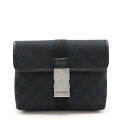 GUCCI グッチ GGキャンバス ボディバッグ ウエストポーチ ウエストバッグ レザー ブラック 黒 シルバー金具 131236 【中古】(4)