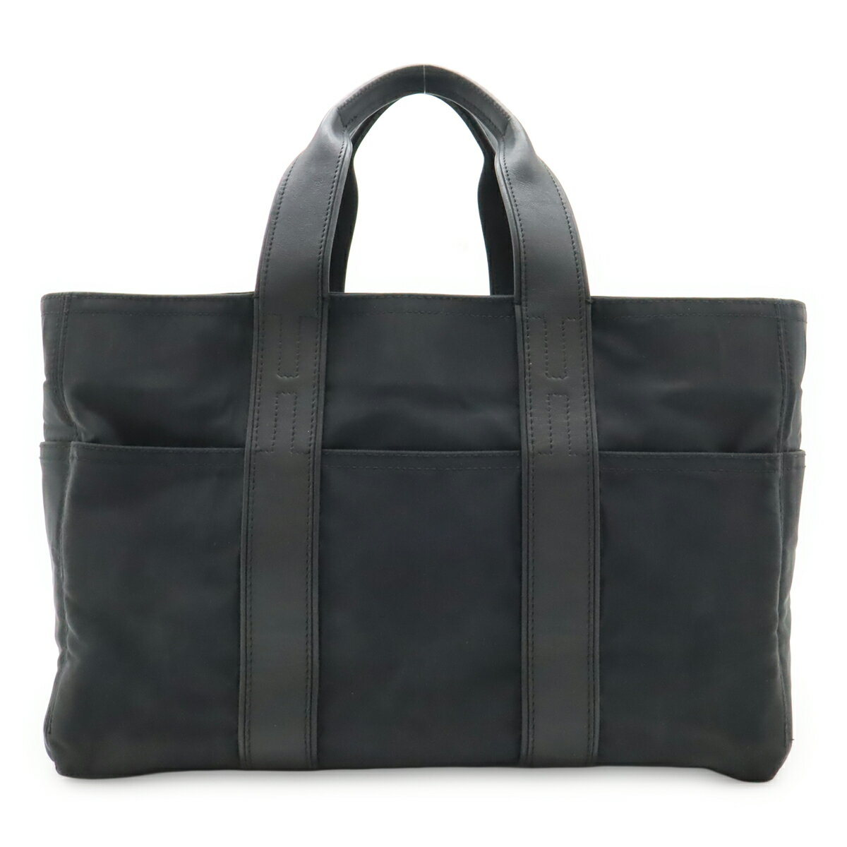 乐天商城 - HERMES エルメス アカプルコMM トートMM トートバッグ ハンドバッグ ナイロン レザー ブラック 黒 【中古】