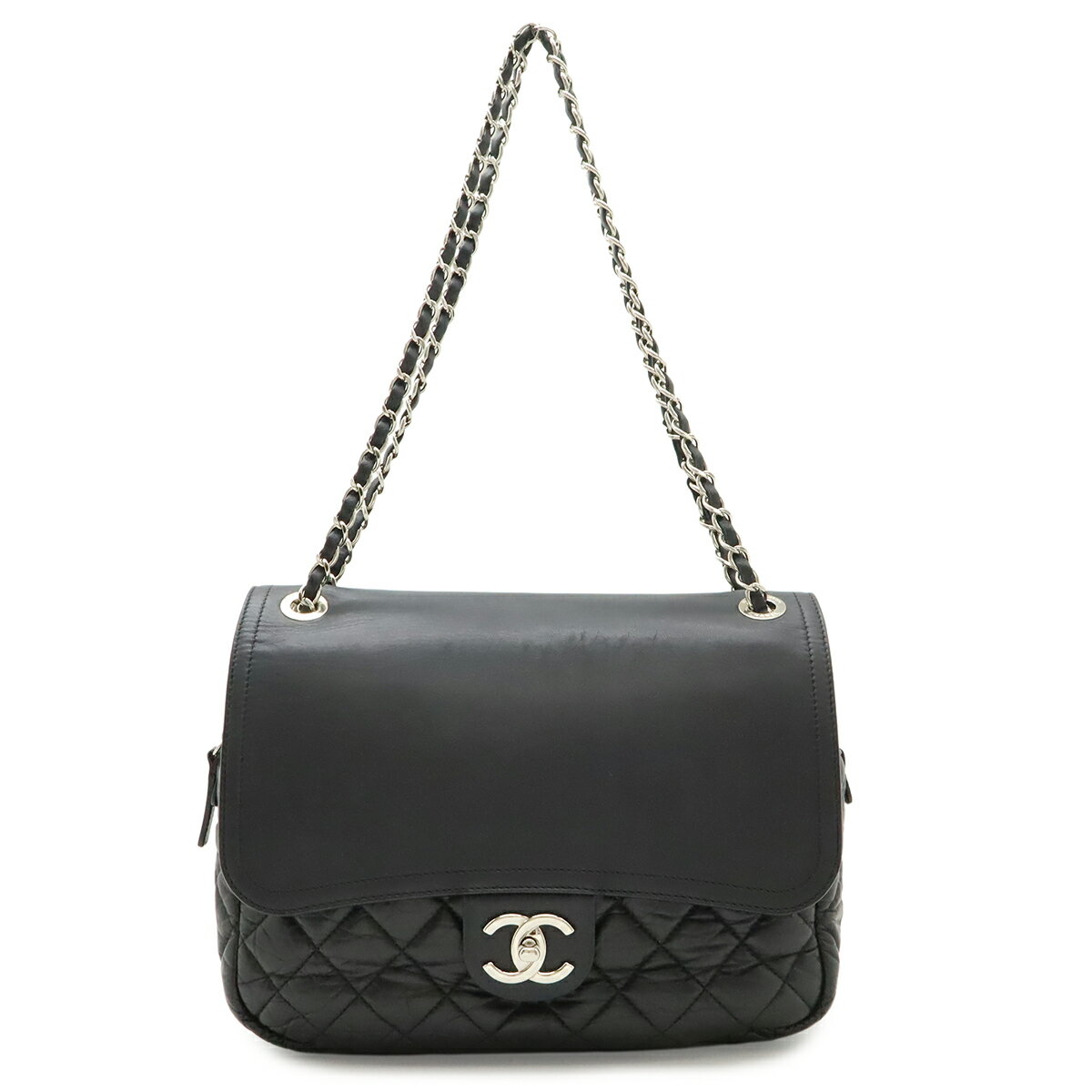 樂天商城 - CHANEL シャネル マトラッセ ココマーク チェーンショルダーバッグ 肩掛け レザー ブラック 黒 シルバー金具 A66809 【中古】