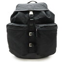PRADA プラダ リュックサック バックパック ナイロン レザー NERO 黒 ブラック シルバー金具 V163 【中古】