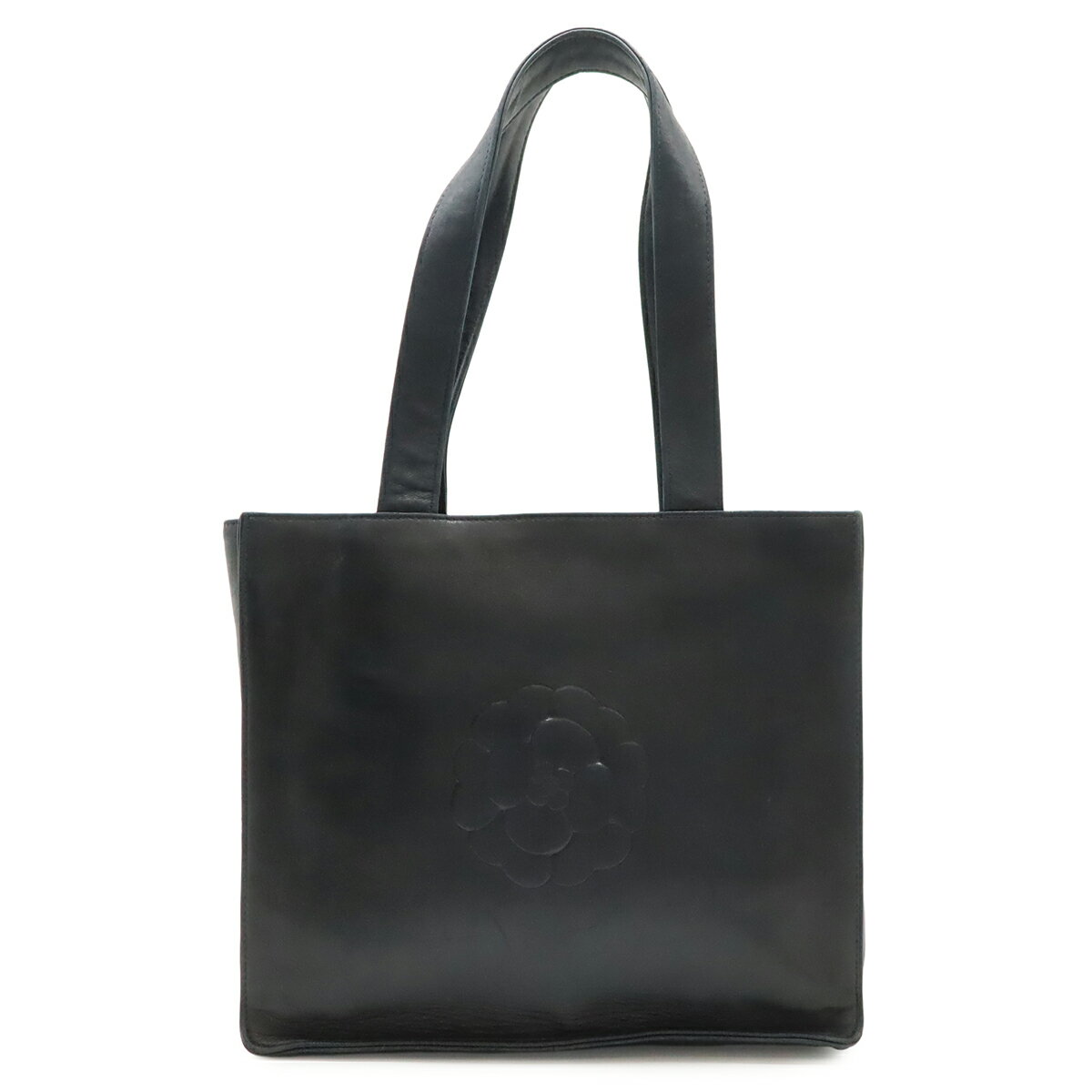 乐天商城 - CHANEL シャネル カメリア ココマーク トートバッグ ショルダーバッグ 肩掛け ラムスキン レザー ブラック 黒 【中古】