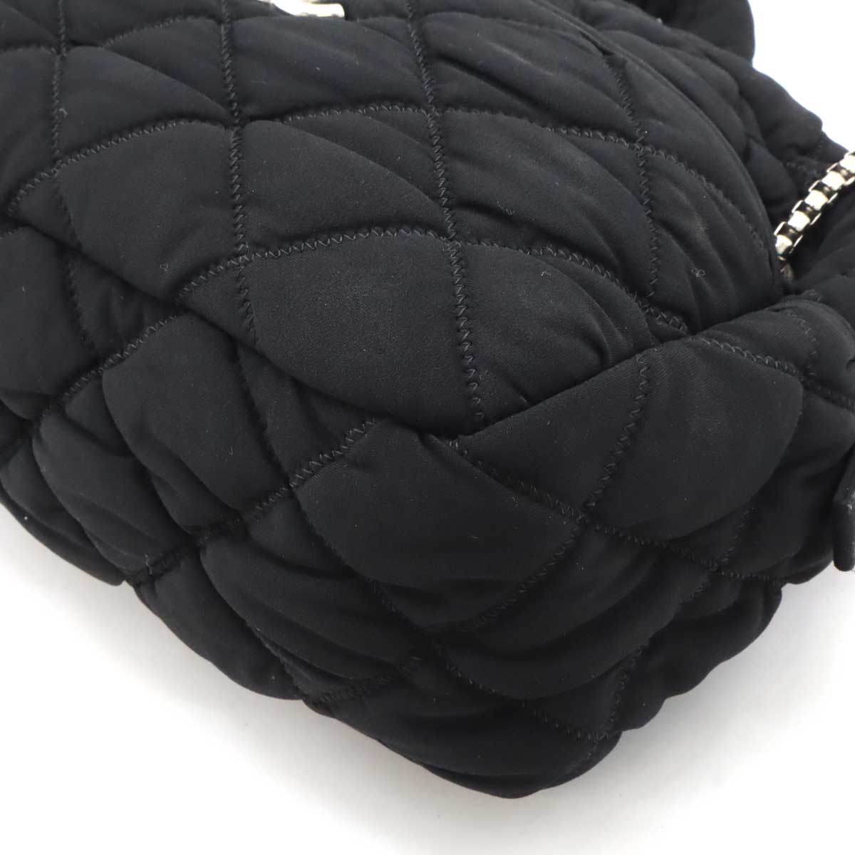 CHANEL シャネル バブルキルト チェーンショルダー ショルダーバッグ セミショルダー コットンジャージー ブラック 黒 シルバー金具 A46168 【中古】