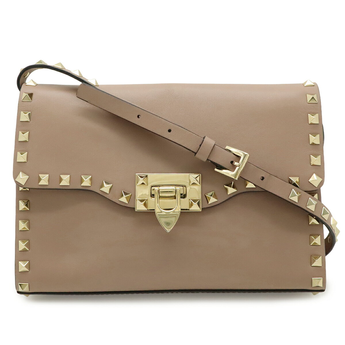良品　ヴァレンティノカラヴァーニ　2way  レザーショルダー　スモーキーピンク VALENTINO CARAVANI ヴァレンティノ ガラヴァーニ 2WAYハンドバッグ