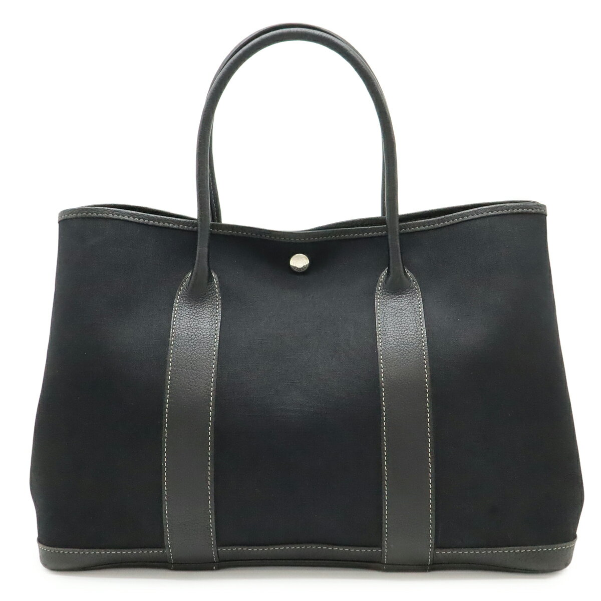 Rakuten - HERMES エルメス ガーデンパーティPM トートバッグ ショルダーバッグ トワルオフィシエ レザー ブラック 黒 □G刻印 【中古】