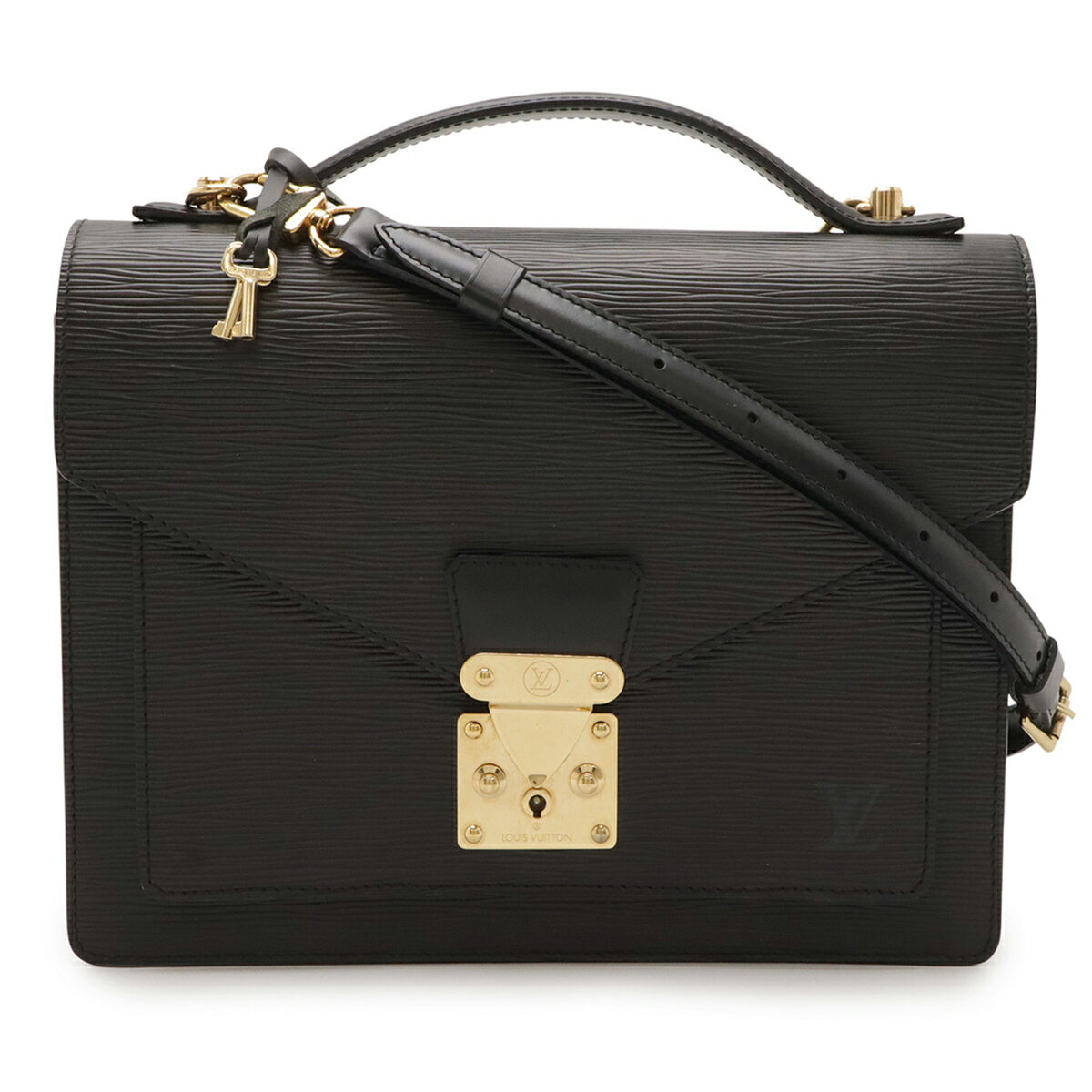 樂天商城 - LOUIS VUITTON ルイ ヴィトン エピ モンソー ハンドバッグ セカンドバッグ 2WAY ショルダーバッグ ノワール ブラック ゴールド金具 鍵欠品 M52122 【中古】