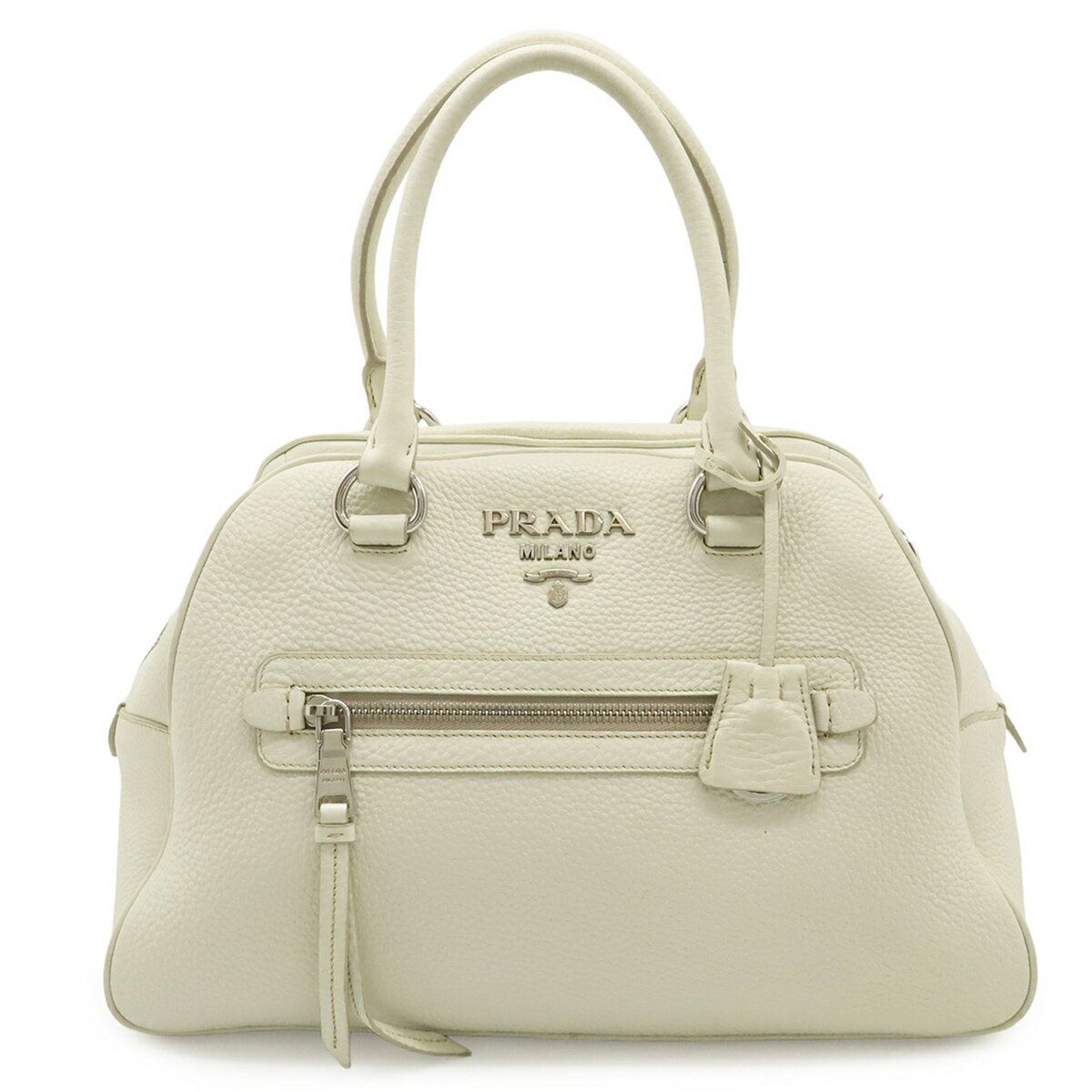 PRADA - PRADA プラダ VITELLO PHENIX ヴィッテロフェニックス ハンドバッグ レザー ホワイト 白 シルバー金具 ショルダーストラップ欠品 1BB054 【中古】