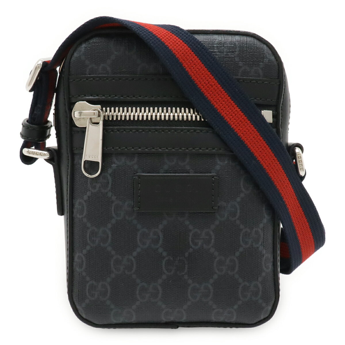 Rakuten - GUCCI グッチ GGスプリーム ウェブライン メッセンジャーバッグ ショルダーバッグ ポシェット PVC レザー ブラック ダークグレー 598103 【中古】