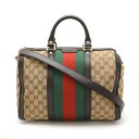 GUCCI グッチ GGキャンバス シェリーライン ハンドバッグ ミニボストンバッグ 2WAY ショルダーバッグ レザー カーキベージュ ダークブラウン 247...