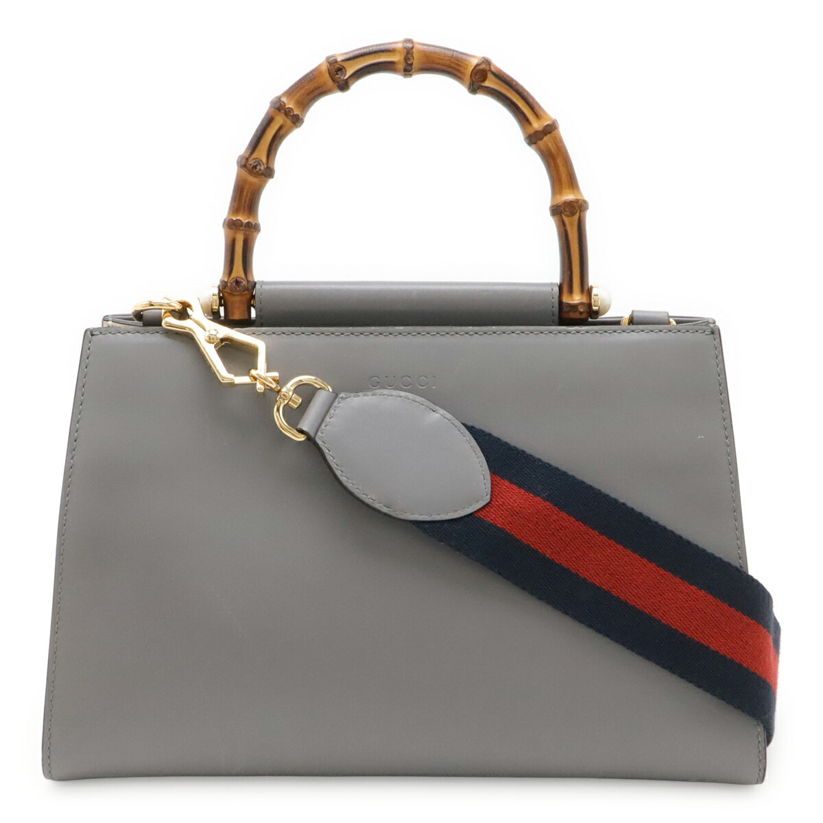 Rakuten - GUCCI グッチ ニムフェア バンブー ハンドバッグ ミニバッグ 2WAY ショルダーバッグ レザー フェイクパール グレー ゴールド金具 459076 【中古】