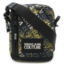VERSACE JEANS COUTURE ヴェルサーチェ ジーンズ クチュール ショルダーバッグ 斜め掛け ポシェット ナイロン ブラック 黒 イエロー系 7...