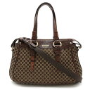 CELINE セリーヌ マカダム柄 トートバッグ 2WAY ショルダーバッグ サテンキャンバス クロコ型押し レザー ダークブラウン ゴールド金具 【中古】