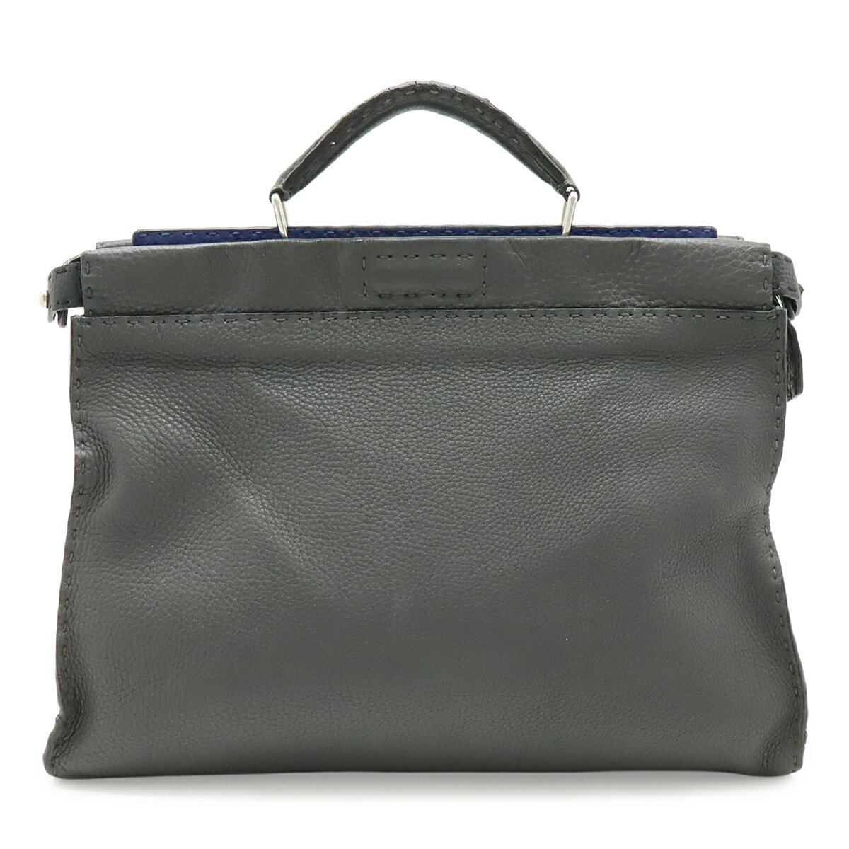 FENDI - FENDI フェンディ セレリア ピーカブー フィット ビジネスバッグ ブリーフケース ハンドバッグ レザー グレー ブルー シルバー金具 7VA406 【中古】