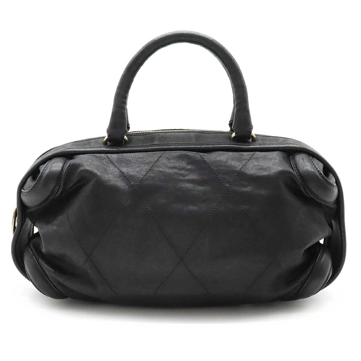 CHANEL シャネル キルティング ハンドバッグ ミニボストンバッグ レザー ブラック 黒 シルバー金具 【中古】のサムネイル