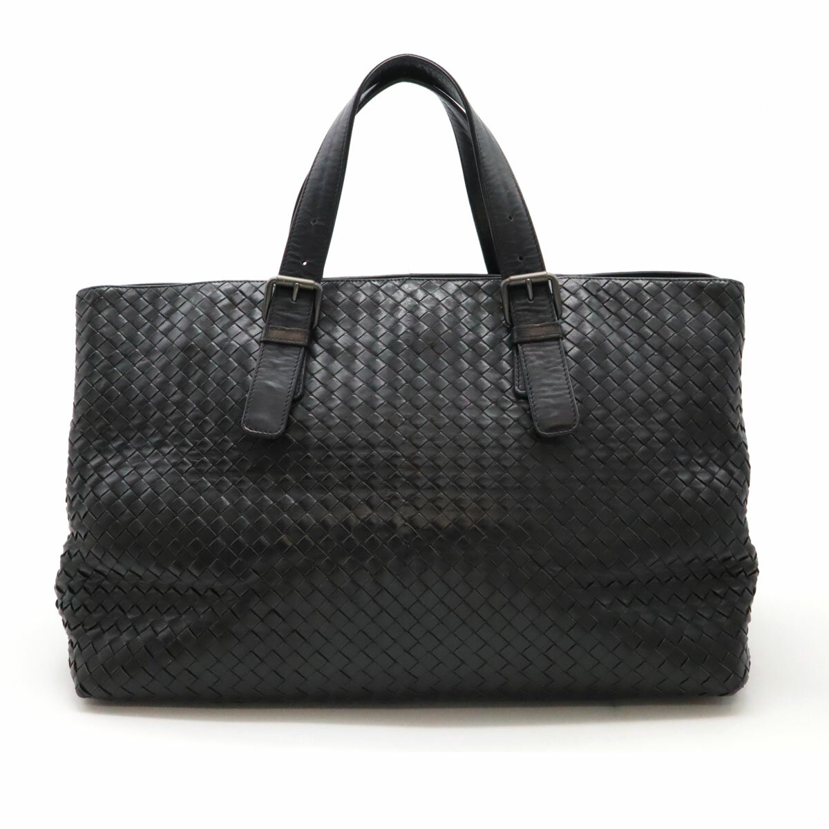 BOTTEGA VENETA ボッテガ ヴェネタ ボッテガベネタ イントレチャート トートバッグ ラージトート レザー ブラック 黒 189632 【中古】