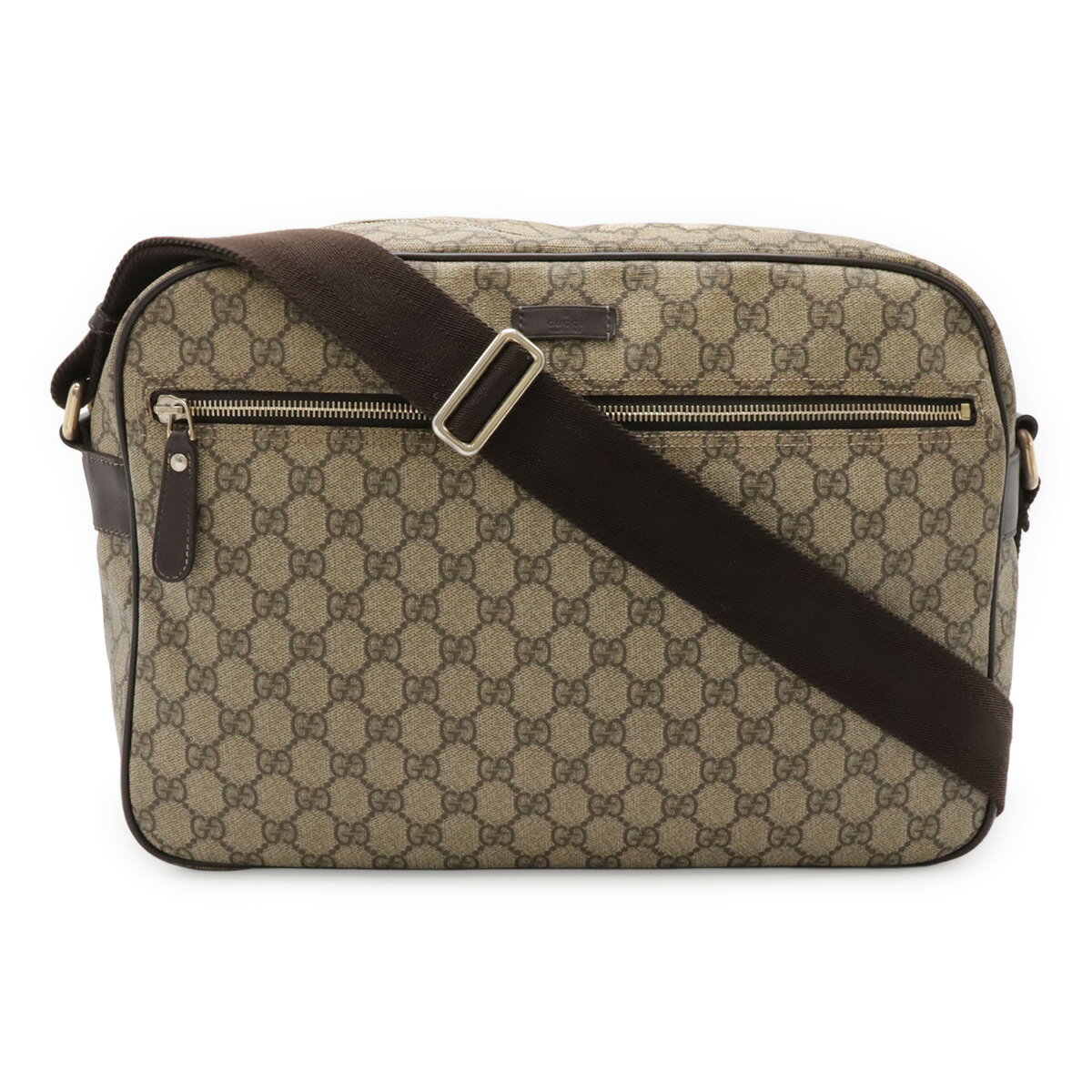 Rakuten - GUCCI グッチ GGプラス GGスプリーム ショルダーバッグ 斜め掛け PVC レザー ベージュ 茶 ダークブラウン ゴールド金具 211107 【中古】