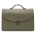 BOTTEGA VENETA ボッテガ ヴェネタ イントレチャート ビジネスバッグ ブリーフケース 書類カバン レザー グレー 170238 【中古】