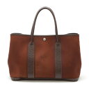 HERMES エルメス ガーデンパーティPM トートバッグ ハンドバッグ トワルオフィシエ レザー レディッシュブラウン ボルドー系 シルバー金具 □I刻印 【中古】(4)