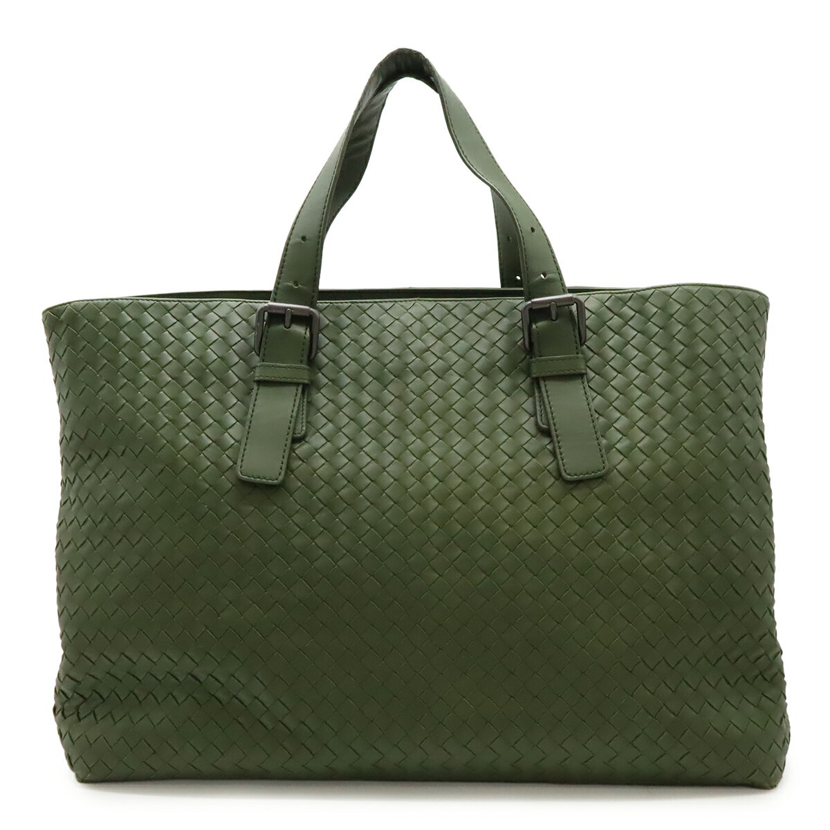 BOTTEGA VENETA ボッテガ ヴェネタ ボッテガベネタ イントレチャート トートバッグ ラージトート トラベル 旅行 レザー カーキグリーン 189632 【中古】