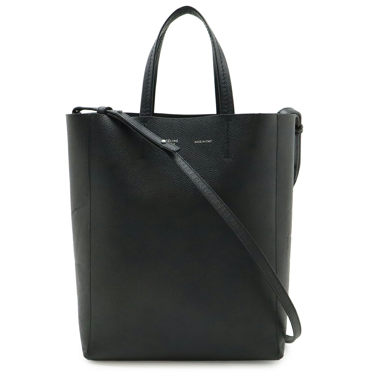 CELINE セリーヌ バーティカル カバ スモール トートバッグ 2WAY ショルダーバッグ 斜め掛け レザー ブラック 黒 189813 【中古】