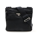 PRADA プラダ ショルダーバッグ ミニバッグ 斜め掛け ナイロン レザー NERO 黒 ブラック シルバー金具 【中古】