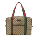 GUCCI グッチ GGキャンバス シェリーライン トートバッグ ショルダーバッグ 肩掛け レザー カーキベージュ ダークブラウン 茶 189753 【中古】
