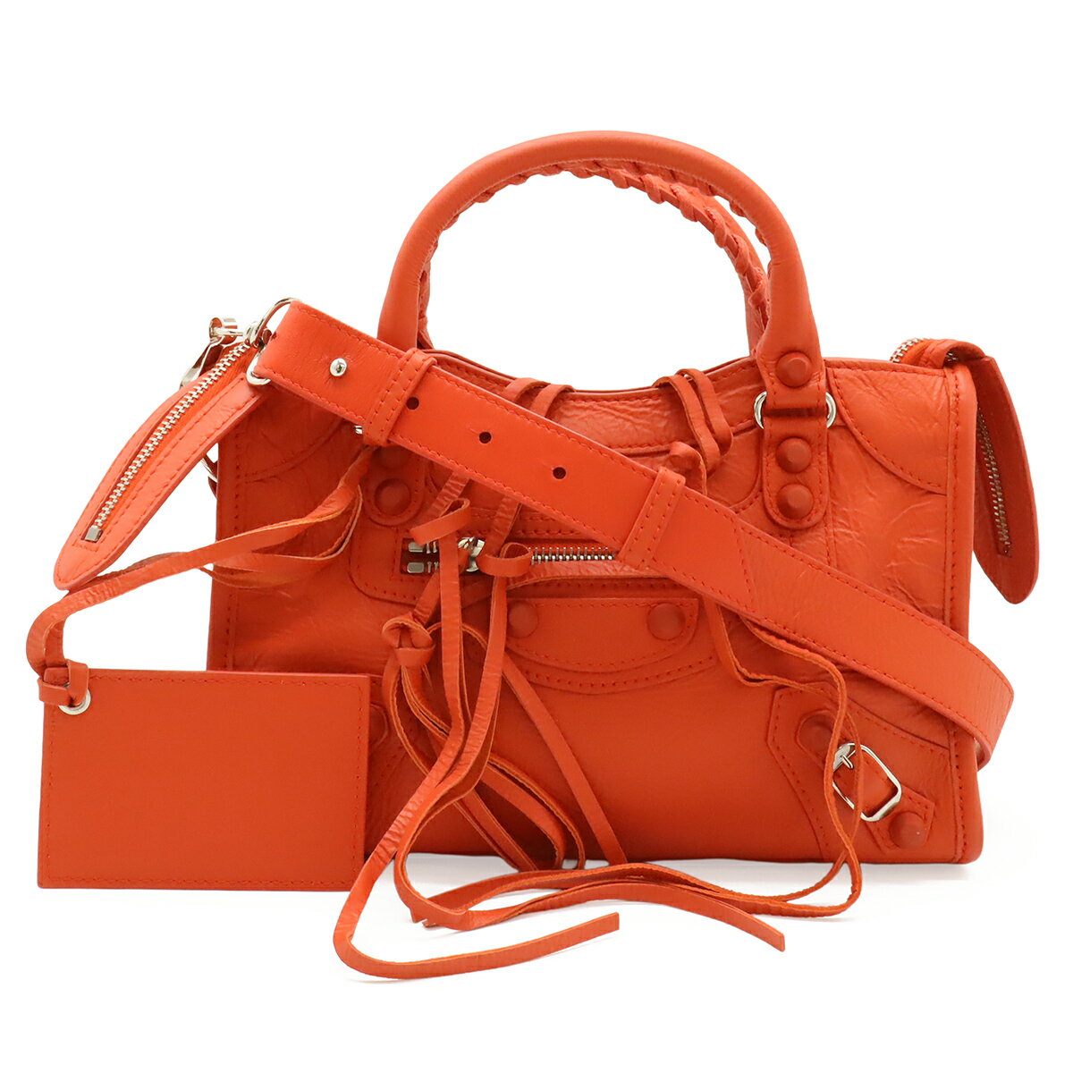 乐天商城 - BALENCIAGA バレンシアガ クラシック ミニ シティ ハンドバッグ ミニバッグ 2WAY ショルダーバッグ レザー レッド ミラー付き 300295 【中古】