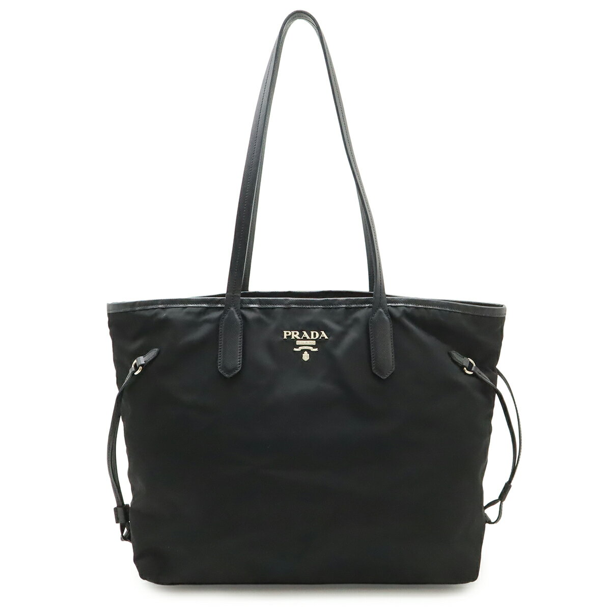 乐天商城 - PRADA プラダ トートバッグ ショルダーバッグ ショルダートート ナイロン レザー ブラック 黒 NERO シルバー金具 BR3924 【中古】