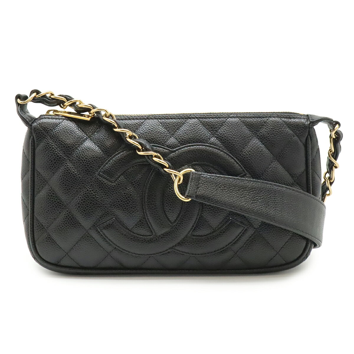 Rakuten - CHANEL シャネル マトラッセ ココマーク チェーンショルダーバッグ ワンショルダー キャビアスキン レザー ブラック 黒 ゴールド金具 A22476 【中古】