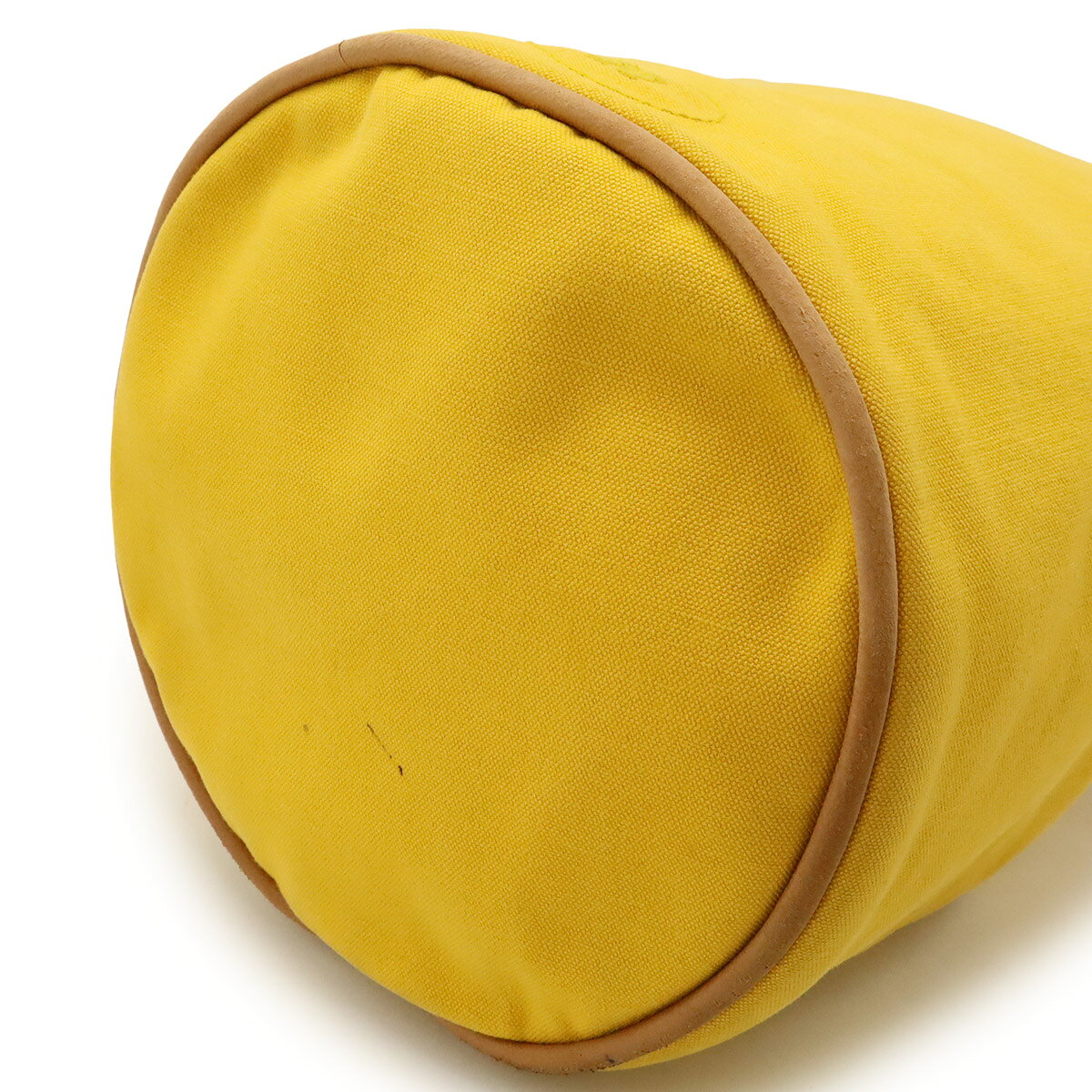 HERMES エルメス ポロションミミルPM ショルダーバッグ ワンショルダー セミショルダー 巾着 キャンバス レザー イエロー 黄色 ゴールド金具 【中古】