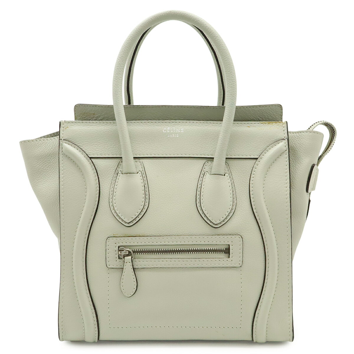 CELINE セリーヌ ラゲージ マイクロショッパー トートバッグ ハンドバッグ レザー ライトグレー シルバー金具 177913 【中古】