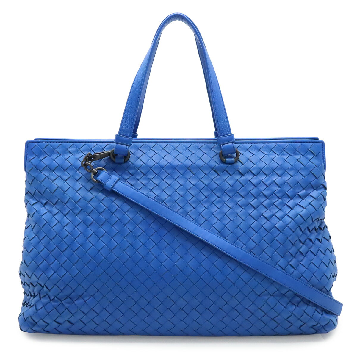 樂天商城 - BOTTEGA VENETA ボッテガ ヴェネタ イントレチャート 2WAY トートバッグ ショルダーバッグ レザー ブルー 青 【中古】