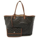 GOYARD ゴヤール サンルイPM トートバッグ ショルダーバッグ コーティングキャンバス レザー ブラック 黒 ブラウン 茶 ホワイト ポーチ付き 【中古】