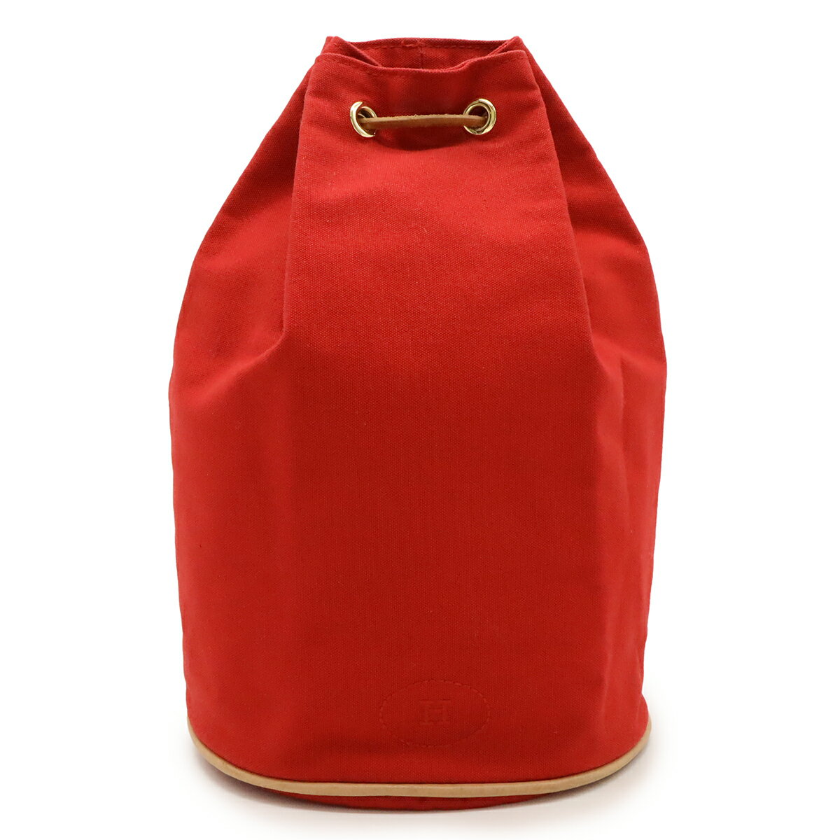 HERMES エルメス ポロションミミルPM ショルダーバッグ ワンショルダー セミショルダー 巾着 キャンバス レザー レッド 赤 ゴールド金具 【中古】