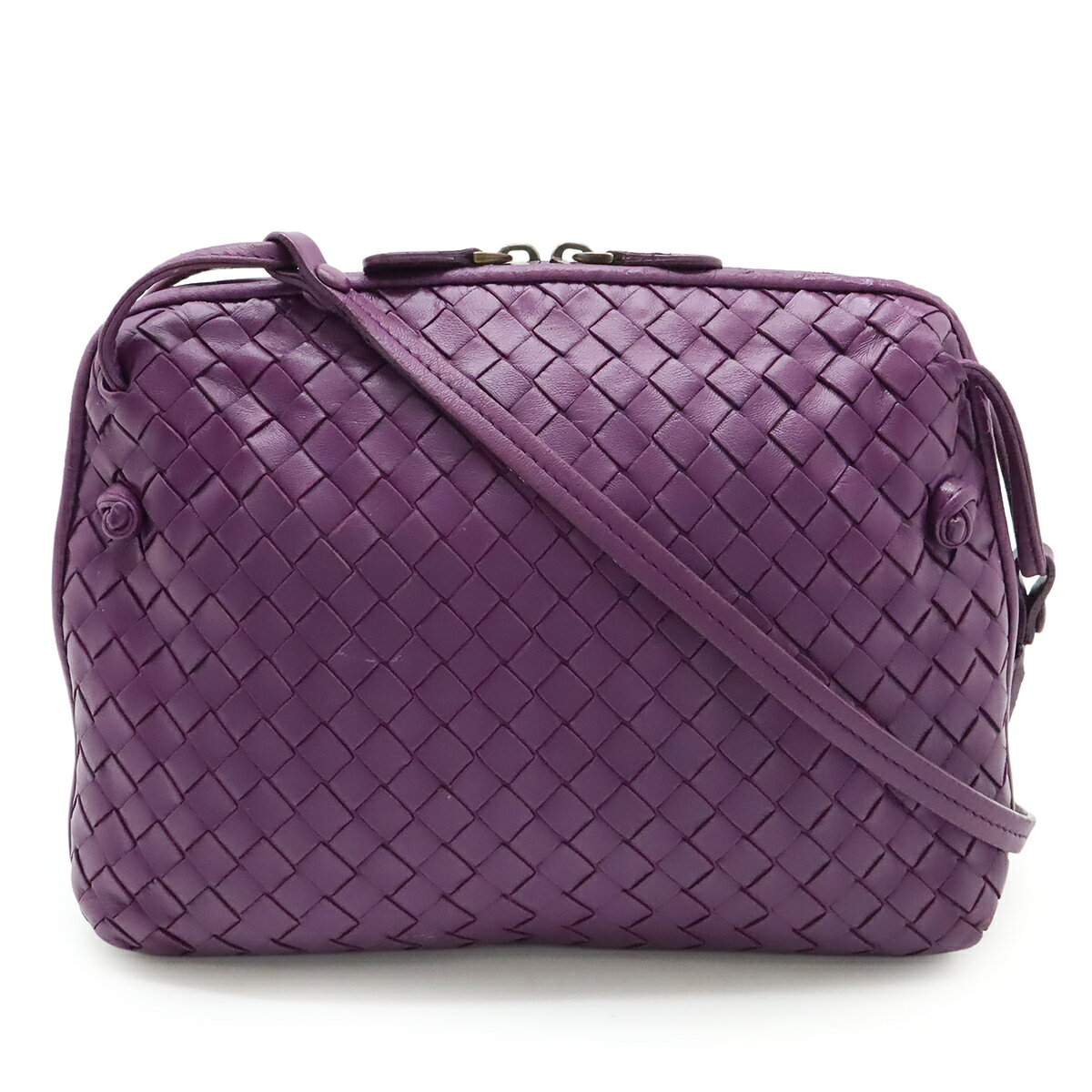 BOTTEGA VENETA ボッテガ ヴェネタ イントレチャート ショルダーバッグ ポシェット 斜め掛け レザー パープル 紫 【中古】