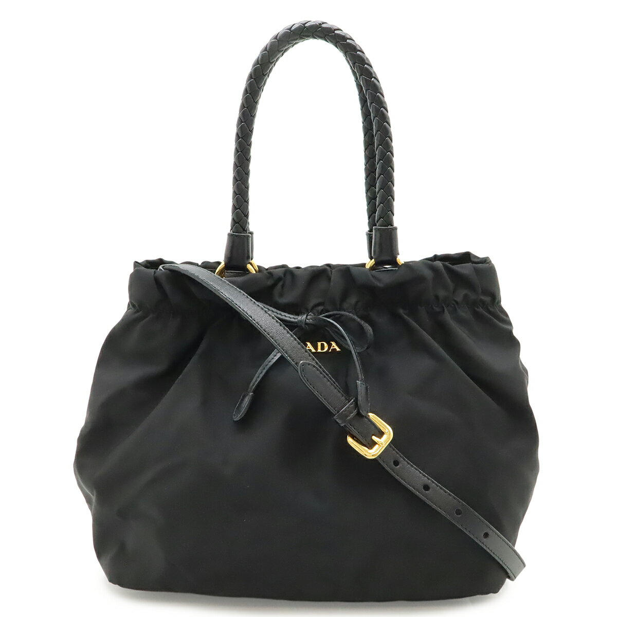 美品 PRADA プラダ BN1733 ナイロン×レース リボン トートバッグ 12650491_1.jpg