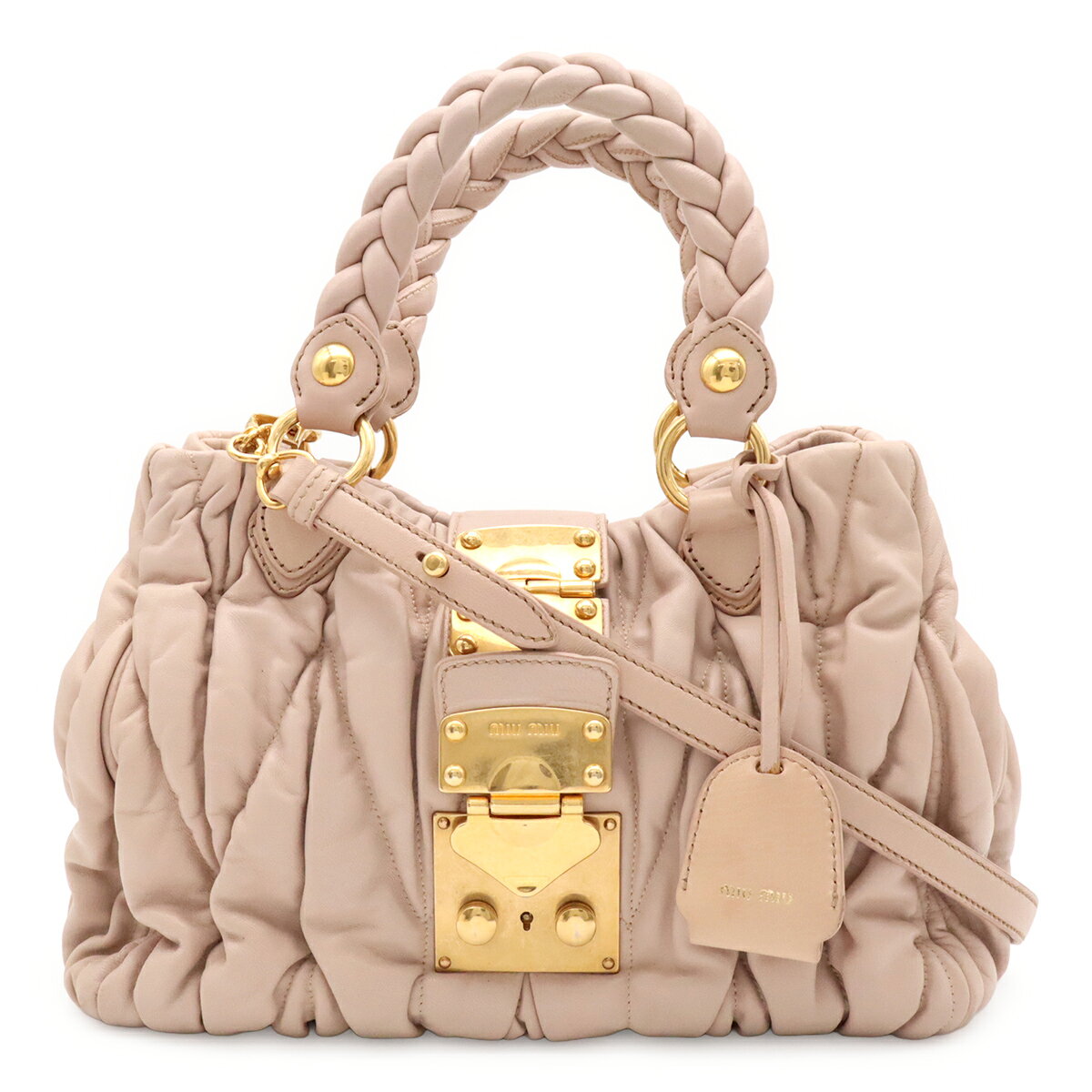 楽天市場】ミュウミュウ miumiu ハンドバッグ - レザー ピンクベージュ