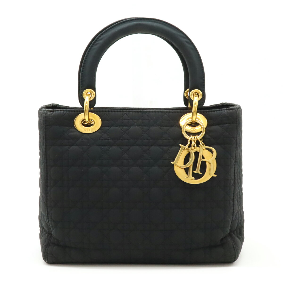Christian Dior クリスチャン ディオール レディディオール カナージュ ハンドバッグ トートバッグ ミニバッグ ナイロン ブラック 黒 ゴールド金具 【中古】