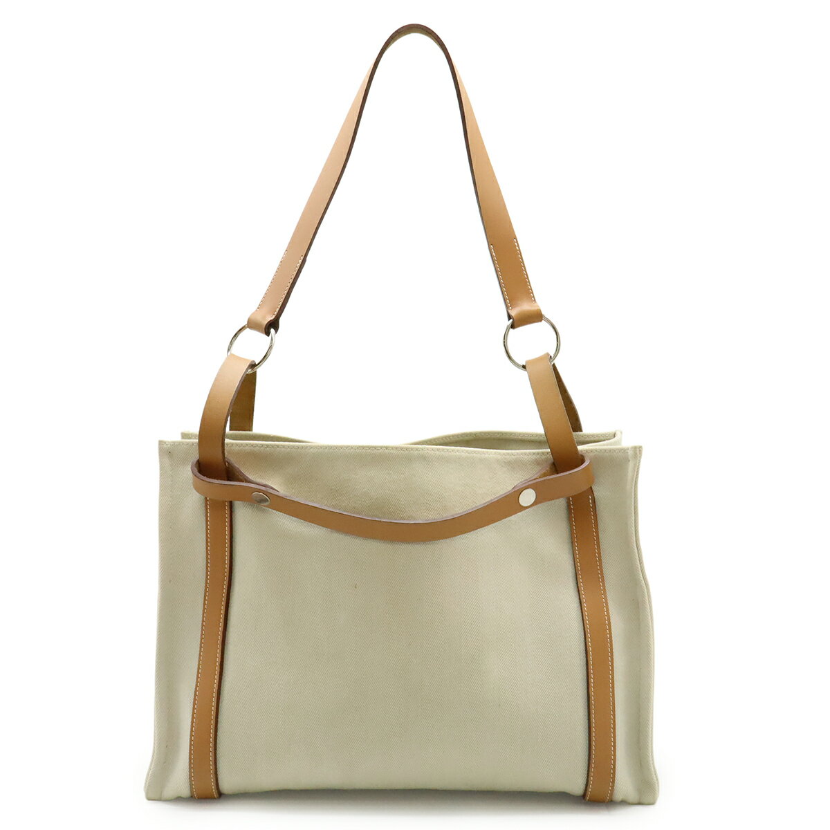 HERMES エルメス カバリコル トートバッグ ショルダーバッグ ハンドバッグ トワルシェブロン レザー ナチュラル ライトブラウン □P刻印 【中古】