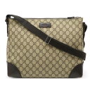 GUCCI グッチ GGスプリーム ショルダーバッグ 斜め掛け PVC レザー カーキベージュ 茶 ダークブラウン 110054 【中古】