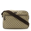 GUCCI グッチ GGプラス GGスプリーム ショルダーバッグ 斜め掛け PVC レザー ベージュ 茶 ダークブラウン ゴールド金具 211107 【中古】