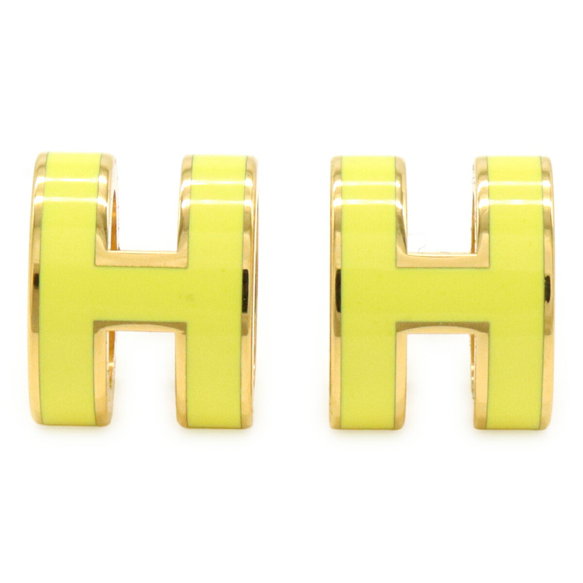 Rakuten - HERMES エルメス ポップアッシュ ピアス Hピアス GP ゴールドプレーテッド ラッカー イエロー 黄色 【中古】